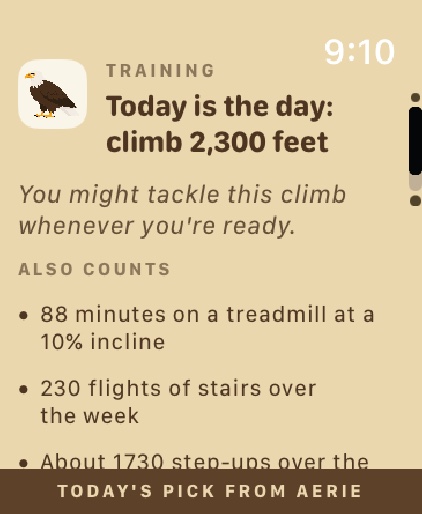 Today's pick from Aerie: climb 2,300 feet, with a list of other things that also count.